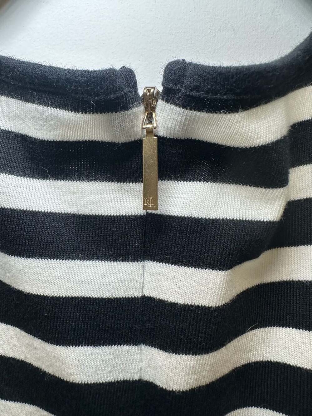 100% Cotton Ralph Lauren Women's Striped Asymmetrical Flounce Dress Blue White L - Picture 6 of 9